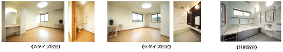 Aタイプ居室　Bタイプ居室　共用浴室
